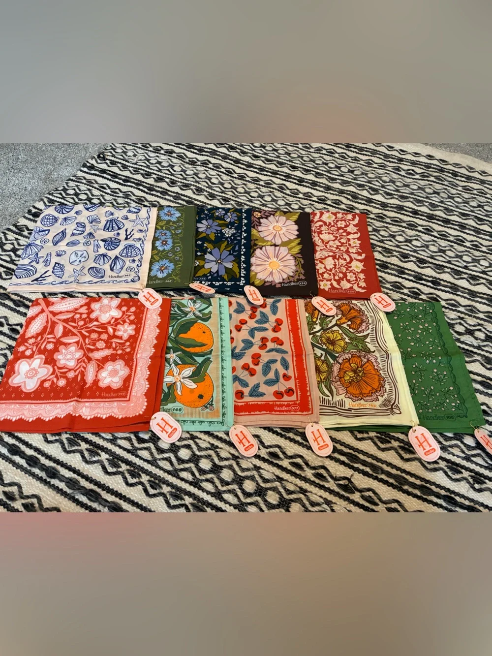 Choose 4!! Handkerchief Bandana Set by Hanker – Multicolor Floral & Fruit Prints